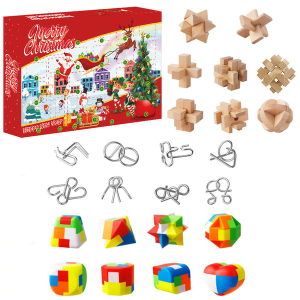 Calendrier de l'Avent puzzles en bois — Solis Wooden Locks, coffret complet