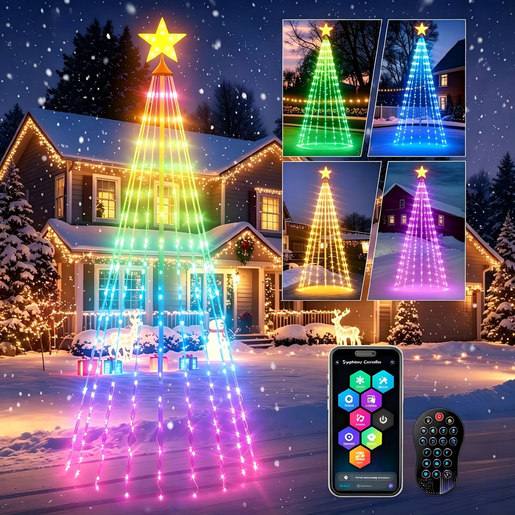 Solis Yuletide — colour-changing tree light shows on outdoor trees