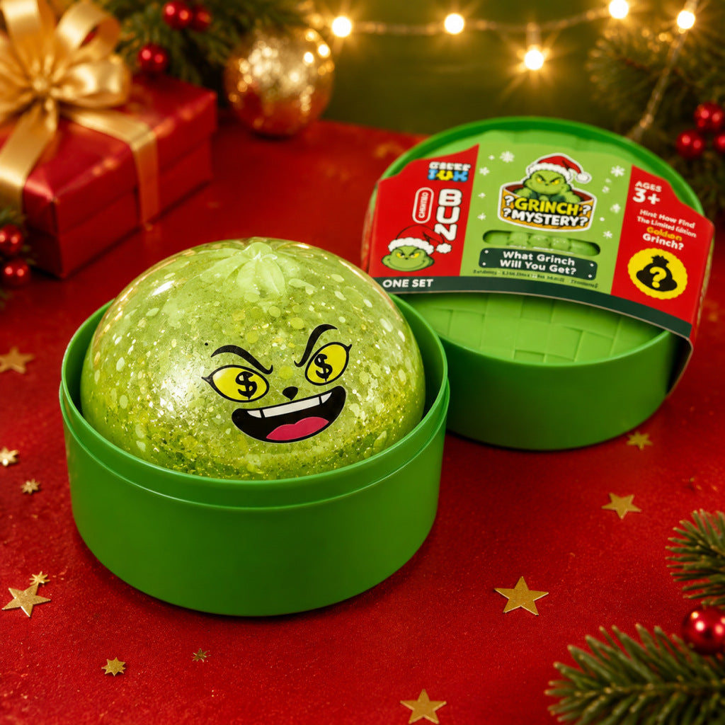 Solis Yuletide — green Christmas grump squishy bun, Belly Laugh