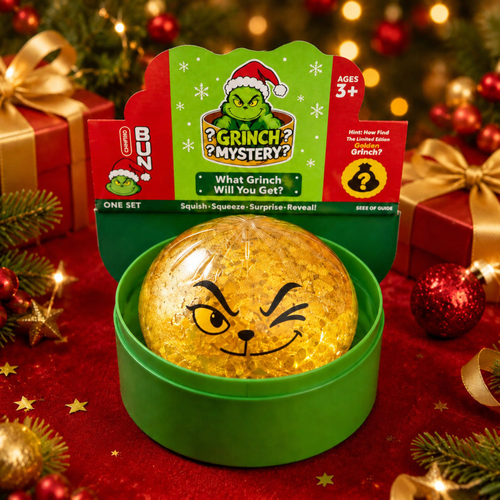 Solis Yuletide — green Christmas grump squishy bun, Golden Edition