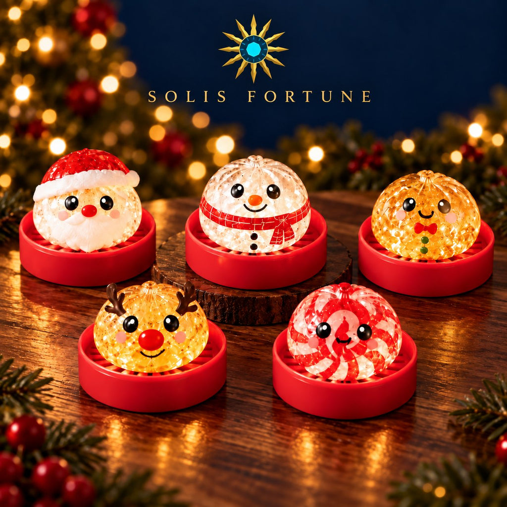 Solis Yuletide — Christmas squishy buns in their red gift tins