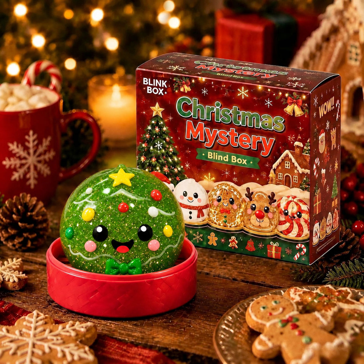 Solis Yuletide — Christmas Tree Christmas squishy bun in its red gift tin