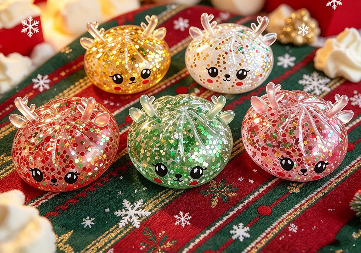 Solis Yuletide — Christmas squishy gift box — Glitter Reindeer · 12 × 8.5 cm