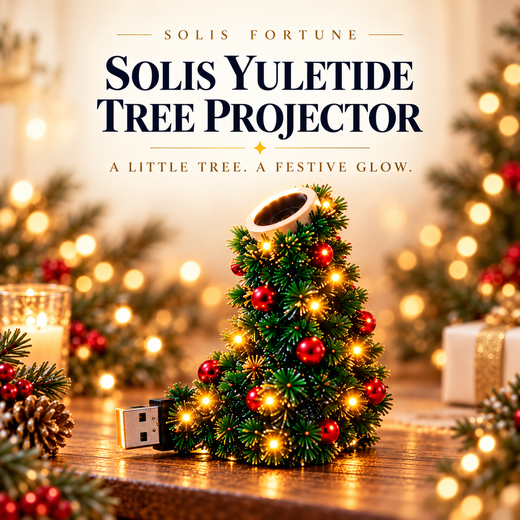 Solis Yuletide — mini LED Christmas tree projector on a USB plug, realistic fir design and soft light